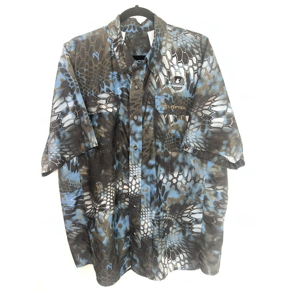 KRYPTEK Button Down Black Blue Camo Breathable Shirt Gun Owners CA XL O